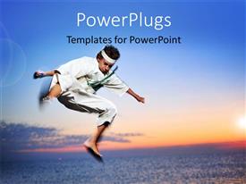 powerpoint template: man with bare chest, red and yellow belt powerpoint template: man with bare chest, red and yellow belt, Presentation templates